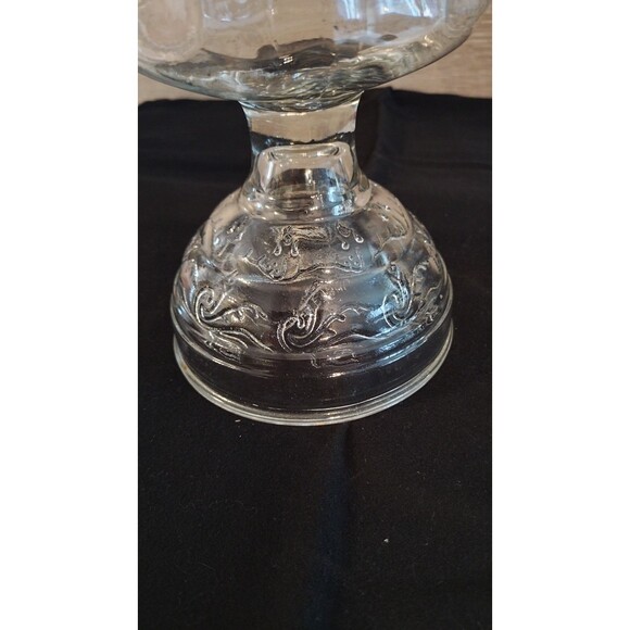 Vintage Clear Glass Wedding Scroll Base Oil Lamp Paneled Font White Flame Light - Picture 3 of 13